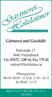 Print-Anzeige von: Gärtnerei Holzleitner, Blumen und mehr