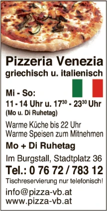 Print-Anzeige von: Pizzeria Venezia