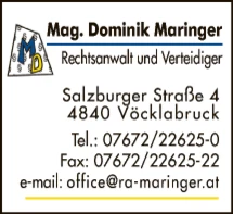 Print-Anzeige von: Maringer, Dominik, Mag., RA
