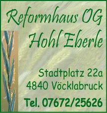 Print-Anzeige von: Reformhaus, Drogerie, Kräuter u Diät, Hohl Eberle, Reformhaus