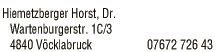 Print-Anzeige von: Dr.med. Horst H. Hiemetzberger 