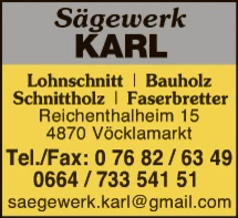 Print-Anzeige von: Karl, Anton, Sägewerk