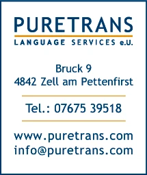 Print-Anzeige von: PURETRANS Language Services e.U., Übersetzungsbüros