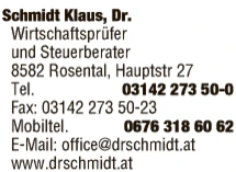 Print-Anzeige von: Schmidt, Klaus, Dr., Steuerberater