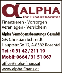 Print-Anzeige von: Alpha Vermögensberatungs GmbH, Vermögensberater