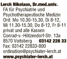 Print-Anzeige von: Dr. Nikolaus Lerch, FA für Psychiatrie und Psychotherapeutische Med.
