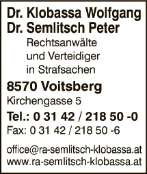 Print-Anzeige von: Klobassa, Wolfgang, Dr., Rechtsanwälte
