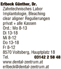 Print-Anzeige von: Erlbeck, Günther, Dr., FA f Zahn- Mund- u Kieferheilkunde Print-Anzeige von: Erlbeck, Günther, Dr., FA f Zahn- Mund- u Kieferheilkunde