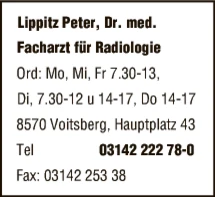 Print-Anzeige von: Dr.med. Peter Lippitz, FA f. Radiologie