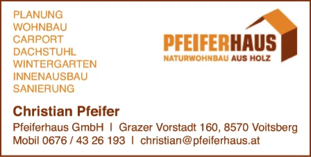 Print-Anzeige von: Pfeifer, Christian, Pfeiferhaus, Naturwohnbau aus Holz