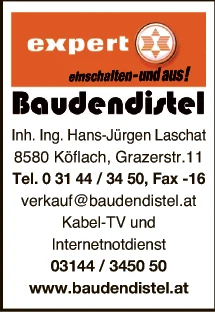 Print-Anzeige von: Baudendistel Inh. Ing. Hans Jürgen Laschat, Elektrofachhandel