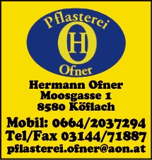 Print-Anzeige von: Ofner, Hermann, Pflasterei Print-Anzeige von: Ofner, Hermann, Pflasterei