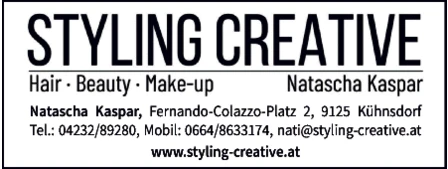 Print-Anzeige von: Styling creative Natascha Kaspar, Hair, Beauty, Make-up