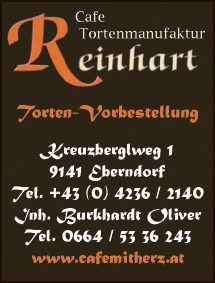 Print-Anzeige von: Burkhardt, Oliver, Cafe Reinhart, Cafe und Konditorei