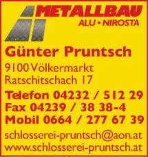 Print-Anzeige von: Pruntsch, Günter, Schlossereibetrieb