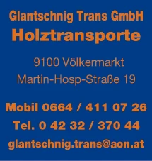 Print-Anzeige von: Glantschnig Trans GmbH, Holztransporte