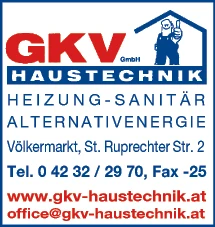 Print-Anzeige von: GKV Haustechnik GmbH, Haustechnik Print-Anzeige von: GKV Haustechnik GmbH, Haustechnik