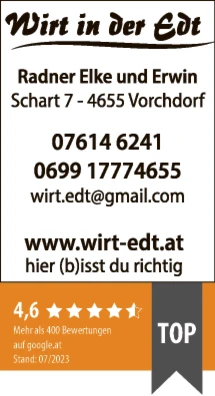 Print-Anzeige von: Radner, Erwin, Landgasthaus Wirt in der Edt