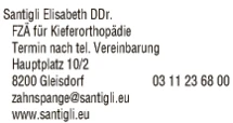 Print-Anzeige von: Santigli, Elisabeth, DDr., FA f Zahn-, Mund- u Kieferheilkunde