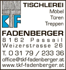 Print-Anzeige von: Fadenberger, Konrad, Tischlereien