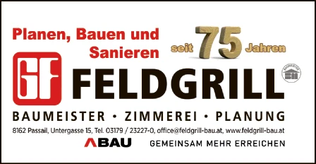 Print-Anzeige von: Feldgrill Gerhard GesmbH & Co KG, Bauunternehmen