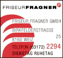 Print-Anzeige von: Frisör Fragner GmbH, Friseur