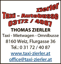Print-Anzeige von: Zierler, Thomas, Taxi u Autobusse