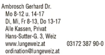 Print-Anzeige von: Ambrosch, Gerhard, Dr., Ärzte \ Fachärzte f Lungenkrankheiten