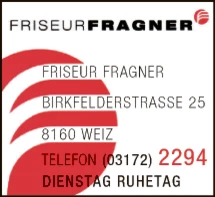 Print-Anzeige von: Frisör Fragner GmbH, Friseur