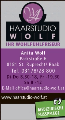 Print-Anzeige von: Wolf, Anita, Haarstudio Wolf, Haarstudio