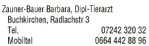 Print-Anzeige von: Zauner-Bauer, Barbara, Tierärztin