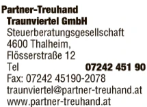 Print-Anzeige von: Partner-Treuhand Traunviertel GmbH, Steuerberatungsgesellschaft