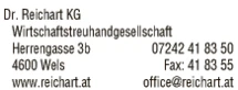 Print-Anzeige von: Reichart Dr. KG, Wirtschaftstreuhandgesellschaft