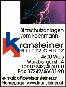 Print-Anzeige von: Kransteiner GmbH, Blitzableiter u Blitzschutzanlagen