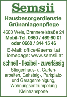 Print-Anzeige von: Semsii Service, Hausbesorgerdienste