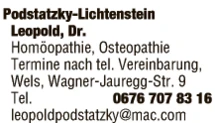 Print-Anzeige von: Podstatzky-Lichtenstein, Leopold, Dr., Tierarzt