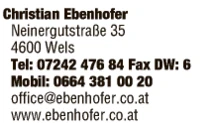Print-Anzeige von: Christian Ebenhofer, Wirtschaftstreuhänder/Steuerberater