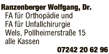 Print-Anzeige von: Ranzenberger, Wolfgang, Dr.med., FA f Orthopädie u f Unfallchirurgie