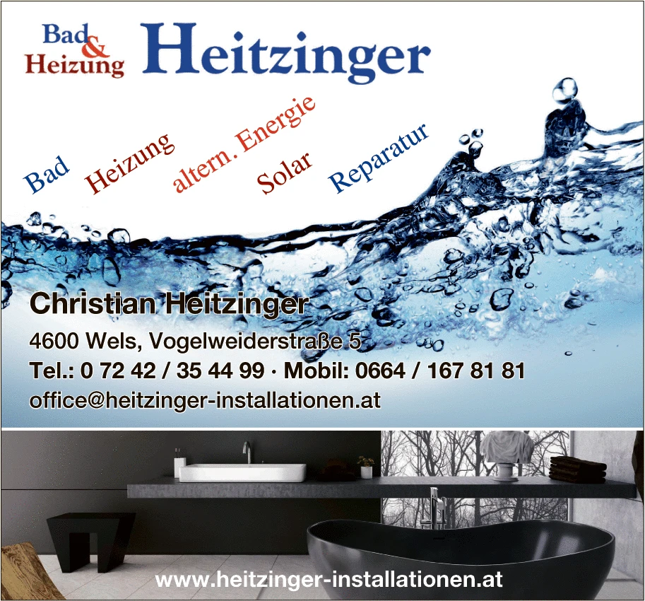 Print-Anzeige von: Heitzinger, Christian, Installationsunternehmen