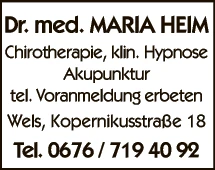 Print-Anzeige von: Heim, Maria, Dr.Med.