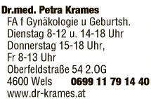Print-Anzeige von: Dr. Petra Krames, Fachärztin für Gynäkologie und Geburtshilfe
