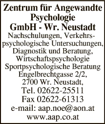 Print-Anzeige von: Zentrum für Angewandte Psychologie GmbH - Wr. Neustadt