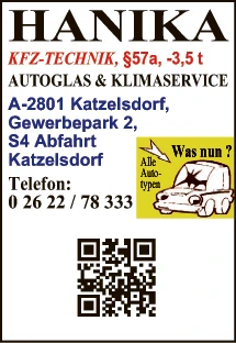 Print-Anzeige von: KFZ-Technik Hanika GmbH