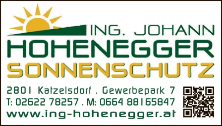 Print-Anzeige von: Hohenegger, Johann, Ing., Sonnenschutz