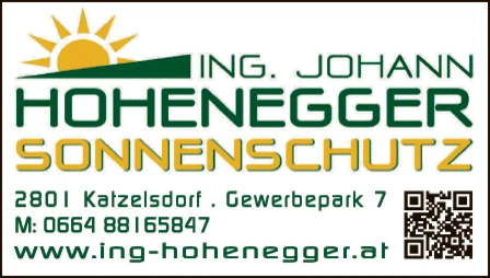 Print-Anzeige von: Hohenegger, Johann, Ing., Sonnenschutz