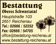Print-Anzeige von: Bestattung Oberes Schwarztal GmbH, Bestattungsunternehmen