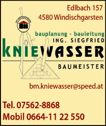 Print-Anzeige von: Kniewasser, Siegfried, Ing., Bmstr, Planungsbüro