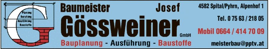 Print-Anzeige von: Gössweiner, Josef, Baumeister