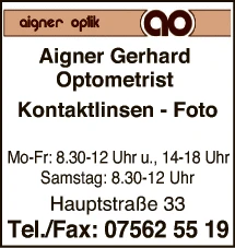 Print-Anzeige von: Aigner, Gerhard, Optometrist