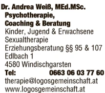 Print-Anzeige von: Weiß, Andreas, MSc, Psychotherapeutin